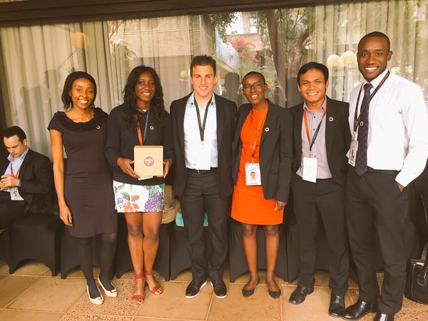Ally Angula with Airbnb CEO and others at GES 2015